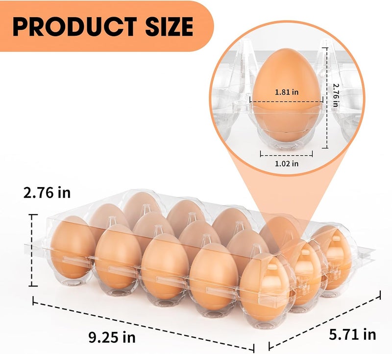 EVANCENT 50 Pack Plastic Egg Cartons Cheap Bulk 12 Count Clear Blank Egg Containers for Refrigerator, Reusable Holder for Home Ranch Farm Commercial Market Display, Plastic Packaging for Craft Projects - Image 2